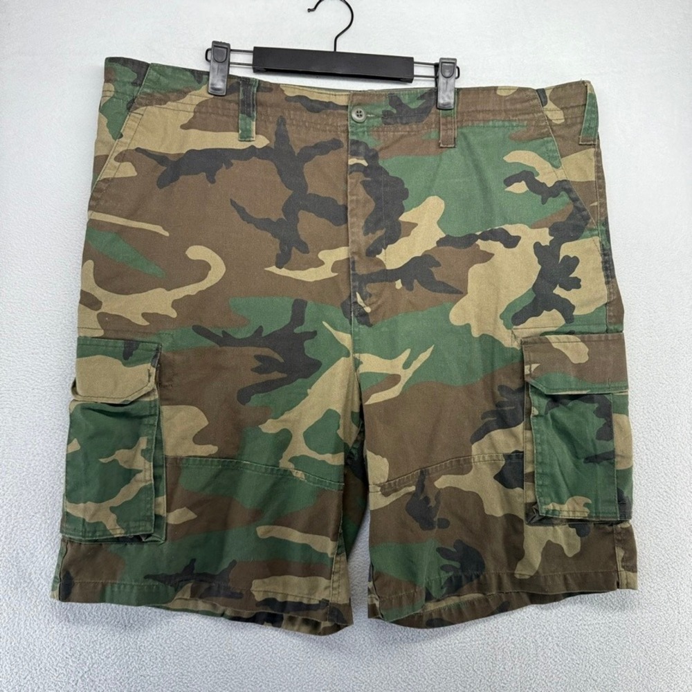 Vintage Military Shorts mens XL Green Brown Woodland BDU Cargo Surplus Y2k Baggy